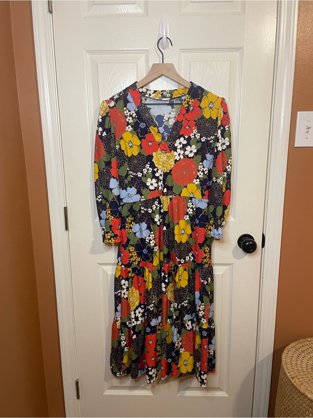 Jude Connally Autumn Blooms Tiered Maxi Dress Whimsy Floral Size Small